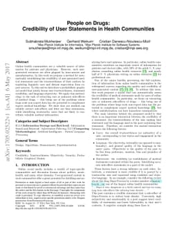 People on Drugs: Credibility of User Statements in Health Communities