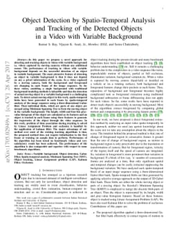 Object Detection by Spatio-Temporal Analysis and Tracking of the
  Detected Objects in a Video with Variable Background