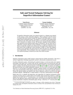 Safe and Nested Subgame Solving for Imperfect-Information Games