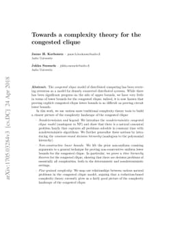 Towards a complexity theory for the congested clique
