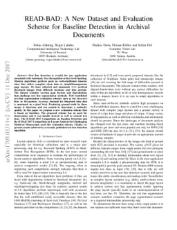 READ-BAD: A New Dataset and Evaluation Scheme for Baseline Detection in
  Archival Documents