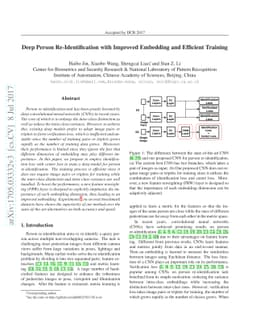 Deep Person Re-Identification with Improved Embedding and Efficient
  Training