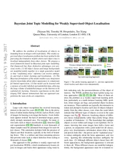 Bayesian Joint Topic Modelling for Weakly Supervised Object Localisation