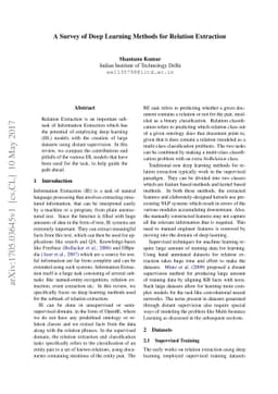 A Survey of Deep Learning Methods for Relation Extraction