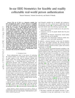In-ear EEG biometrics for feasible and readily collectable real-world
  person authentication