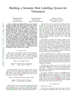 Building a Semantic Role Labelling System for Vietnamese
