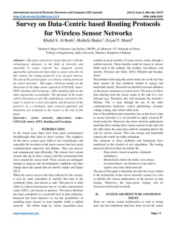 Survey on Data-Centric based Routing Protocols for Wireless Sensor
  Networks