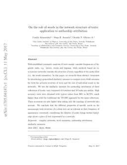 On the role of words in the network structure of texts: application to
  authorship attribution