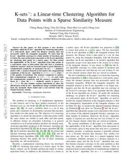 K-sets+: a Linear-time Clustering Algorithm for Data Points with a
  Sparse Similarity Measure