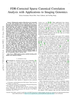 FDR-Corrected Sparse Canonical Correlation Analysis with Applications to
  Imaging Genomics