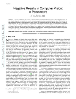 Negative Results in Computer Vision: A Perspective