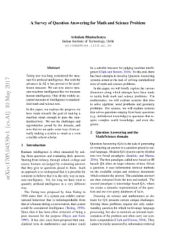 A Survey of Question Answering for Math and Science Problem