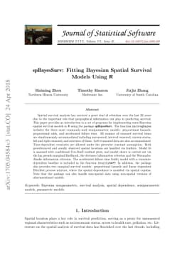 spBayesSurv: Fitting Bayesian Spatial Survival Models Using R