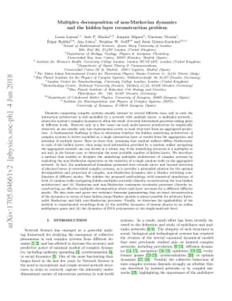 Multiplex decomposition of non-Markovian dynamics and the hidden layer
  reconstruction problem