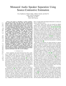 Monaural Audio Speaker Separation with Source Contrastive Estimation