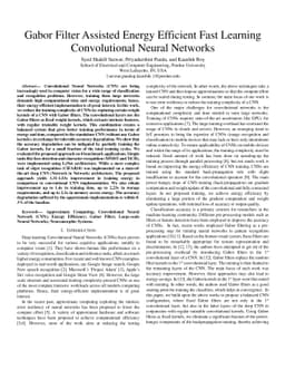 Gabor Filter Assisted Energy Efficient Fast Learning Convolutional
  Neural Networks