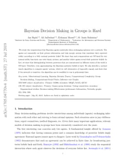 Bayesian Decision Making in Groups is Hard