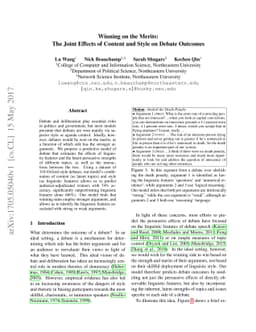 Winning on the Merits: The Joint Effects of Content and Style on Debate
  Outcomes