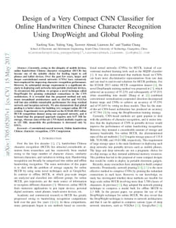 Design of a Very Compact CNN Classifier for Online Handwritten Chinese
  Character Recognition Using DropWeight and Global Pooling