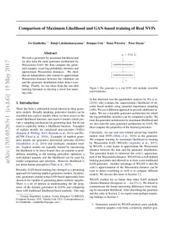Comparison of Maximum Likelihood and GAN-based training of Real NVPs