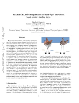 Back to RGB: 3D tracking of hands and hand-object interactions based on
  short-baseline stereo