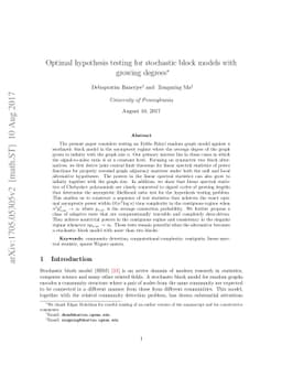 Optimal hypothesis testing for stochastic block models with growing
  degrees