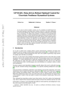 GP-ILQG: Data-driven Robust Optimal Control for Uncertain Nonlinear
  Dynamical Systems