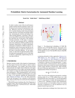 Probabilistic Matrix Factorization for Automated Machine Learning