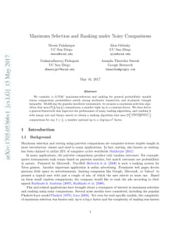 Maximum Selection and Ranking under Noisy Comparisons