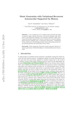 Music generation with variational recurrent autoencoder supported by
  history