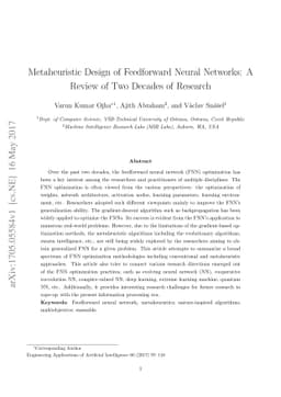 Metaheuristic Design of Feedforward Neural Networks: A Review of Two
  Decades of Research