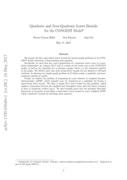 Quadratic and Near-Quadratic Lower Bounds for the CONGEST Model