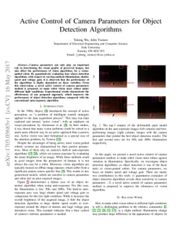 Active Control of Camera Parameters for Object Detection Algorithms