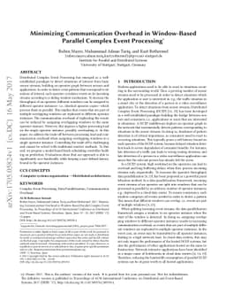 Minimizing Communication Overhead in Window-Based Parallel Complex Event
  Processing