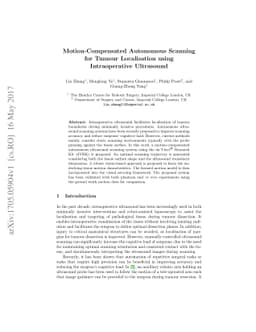 Motion-Compensated Autonomous Scanning for Tumour Localisation using
  Intraoperative Ultrasound