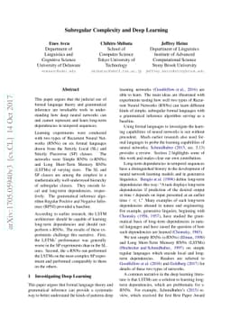 Subregular Complexity and Deep Learning