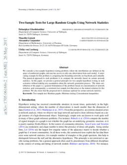 Two-Sample Tests for Large Random Graphs Using Network Statistics