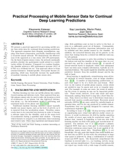 Practical Processing of Mobile Sensor Data for Continual Deep Learning
  Predictions