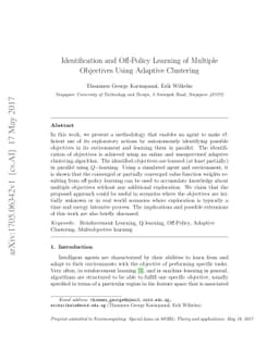 Identification and Off-Policy Learning of Multiple Objectives Using
  Adaptive Clustering