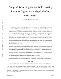 Sample-Efficient Algorithms for Recovering Structured Signals from
  Magnitude-Only Measurements