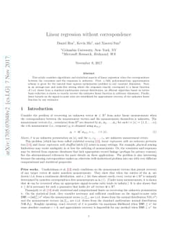 Linear regression without correspondence