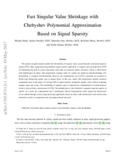 Fast Singular Value Shrinkage with Chebyshev Polynomial Approximation
  Based on Signal Sparsity