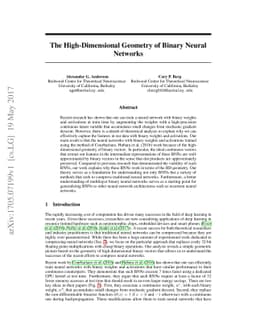 The High-Dimensional Geometry of Binary Neural Networks