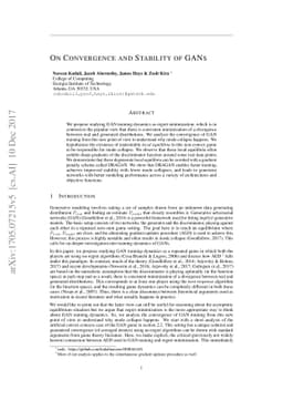 On Convergence and Stability of GANs