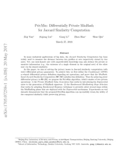 PrivMin: Differentially Private MinHash for Jaccard Similarity
  Computation