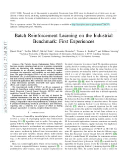 Batch Reinforcement Learning on the Industrial Benchmark: First
  Experiences