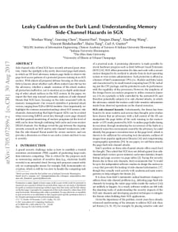 Leaky Cauldron on the Dark Land: Understanding Memory Side-Channel
  Hazards in SGX
