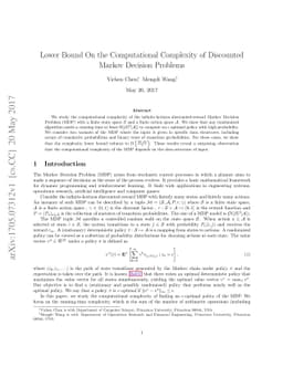 Lower Bound On the Computational Complexity of Discounted Markov
  Decision Problems