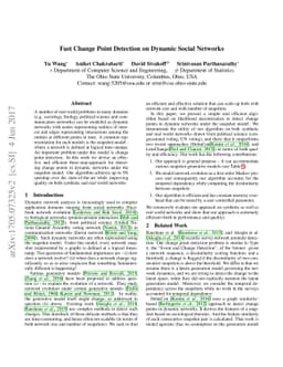 Fast Change Point Detection on Dynamic Social Networks