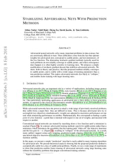 Stabilizing Adversarial Nets With Prediction Methods
